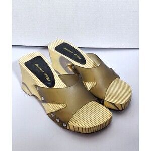 Vintage Y2K Chunky Platform Sandals Sz 6 Toe Post Psychedelic Retro Hippie Boho